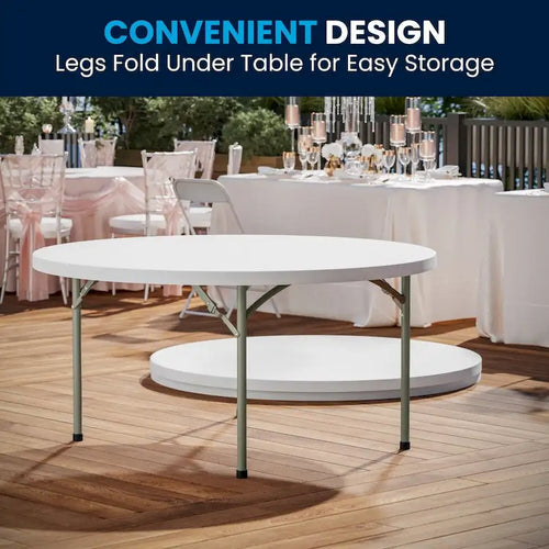 Table de réception pliante ronde en plastique de 1,5 m avec surface épaisse de 5 cm