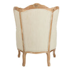 Fauteuil à oreilles Safavieh Couture Kali en chêne et lin naturel - 34 larg. x 34 prof. x 40 haut.