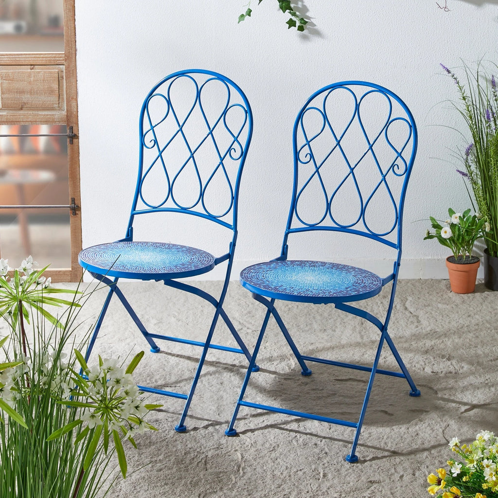 Ensemble bistrot pliant en métal Glitzhome pour extérieur, 3 pièces, table et chaises de patio