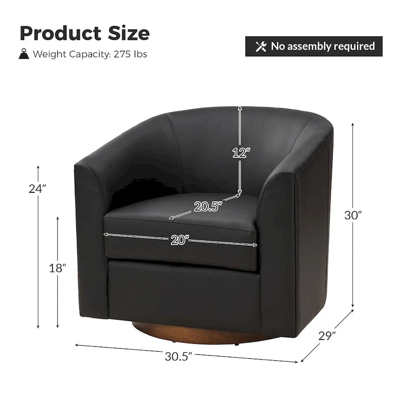 Chaise pivotante moderne Haley en similicuir avec piètement en bois massif, lot de 2 par HULALA HOME