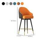 Tabouret de bar Art Déco pivotant en cuir avec dossier et assise rembourrés