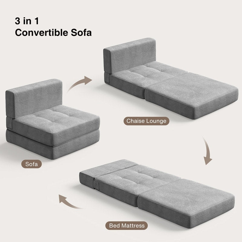 Chaise convertible 3-en-1, Chaise pliante, Lit de repos dépliable