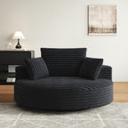 Fauteuil pivotant simple en velours côtelé et chenille avec rembourrage en mousse