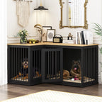 Grand meuble de caisse d'angle pour 2 chiens, cage pour chien en forme de L - 58,7X41,1