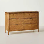 Commode horizontale contemporaine en bois à 6 tiroirs, chêne vieilli - Hearth & Hand™ avec Magnolia