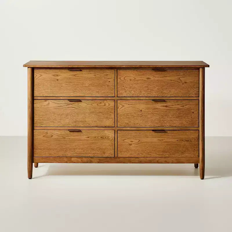 Commode horizontale contemporaine en bois à 6 tiroirs, chêne vieilli - Hearth & Hand™ avec Magnolia