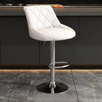 Tabouret de bar pivotant, capitonné en losanges, réglable, cuir PU noir et rouge