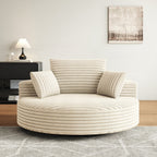 Fauteuil pivotant simple en velours côtelé et chenille avec rembourrage en mousse