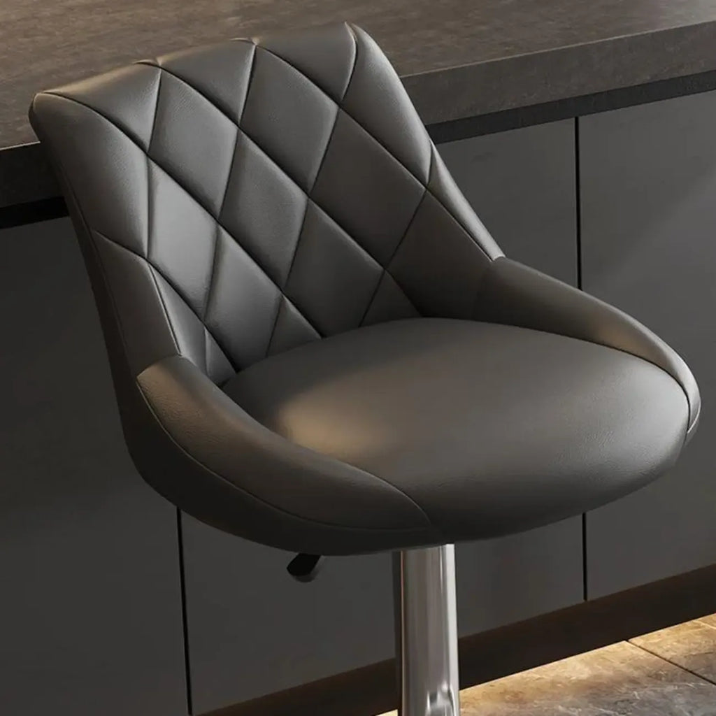Tabouret de bar pivotant, capitonné en losanges, réglable, cuir PU noir et rouge