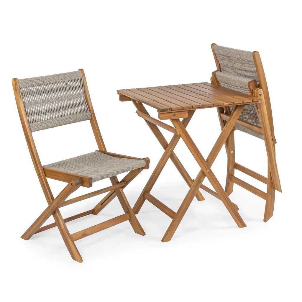 Ensemble bistrot pliant d'extérieur 3 pièces Cadiz Modern Coastal en bois d'acacia, par JONATHAN Y
