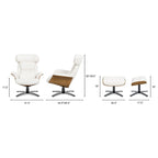 Jovan 31.5 Fauteuil inclinable en cuir véritable avec ottoman
