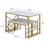 Table à manger 3 pièces VECELO avec banc, ensemble de table de salle à manger pour 4-6 personnes, table de cuisine avec 2 bancs, ensemble de table à manger