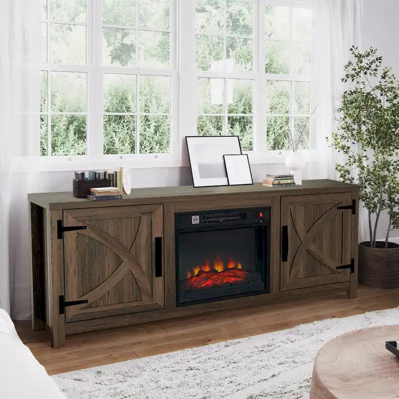 Meuble console de 147 cm avec foyer électrique pour téléviseurs jusqu'à 65 pouces