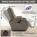 Fauteuil inclinable releveur électrique Lazy Boy, fauteuil de massage moderne à moteur unique avec chauffage lombaire, port de chargement USB, porte-gobelets