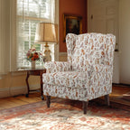 Fauteuil d'appoint moderne Erommy, fauteuil à dossier haut, canapé simple en tissu rembourré avec boutons et pieds en bois pour salon