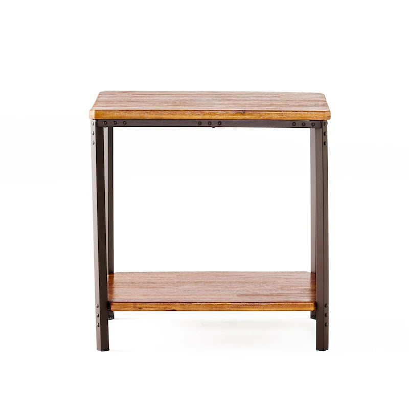 Table d'appoint en métal rustique Ronan Wood de Christopher Knight Home