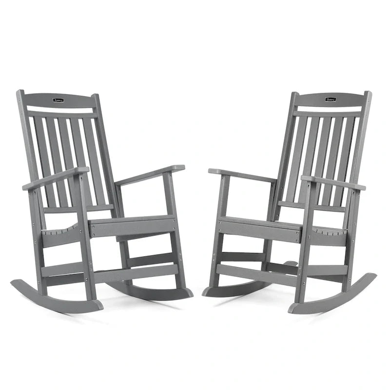 Ensemble de 2 chaises berçantes d'extérieur à dossier haut Vrakae pour tous les temps