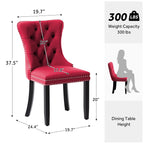 Chaise de salle à manger capitonnée en velours avec pieds en bois massif, lot de 6