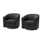 Chaise pivotante moderne Haley en similicuir avec piètement en bois massif, lot de 2 par HULALA HOME