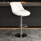 Tabouret de bar pivotant, capitonné en losanges, réglable, cuir PU noir et rouge