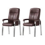 Chaise de bureau HomeyFad moderne en cuir et métal à 4 pieds avec accoudoirs