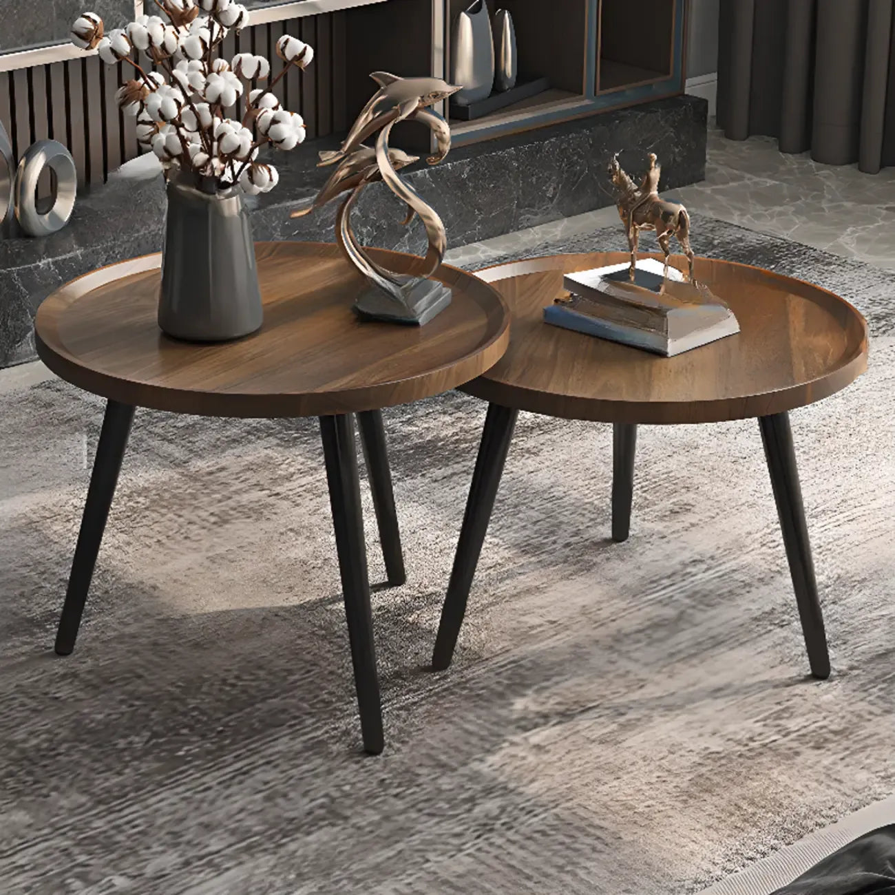 Table d'appoint ronde en bois blanc pour le salon