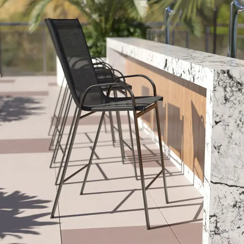 Lot de 4 tabourets de bar d'extérieur avec matériau Flex Comfort - Tabouret de terrasse