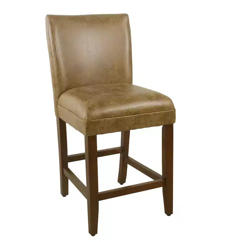 Tabouret de bar de 24 po de hauteur de comptoir de luxe en similicuir - HomePop
