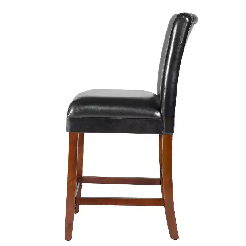 Tabouret de bar de 24 po de hauteur de comptoir de luxe en similicuir - HomePop