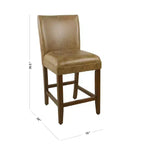 Tabouret de bar de 24 po de hauteur de comptoir de luxe en similicuir - HomePop