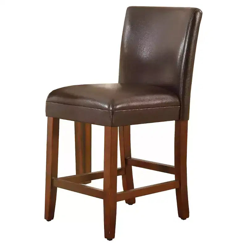 Tabouret de bar de 24 po de hauteur de comptoir de luxe en similicuir - HomePop