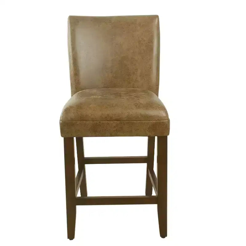 Tabouret de bar de 24 po de hauteur de comptoir de luxe en similicuir - HomePop