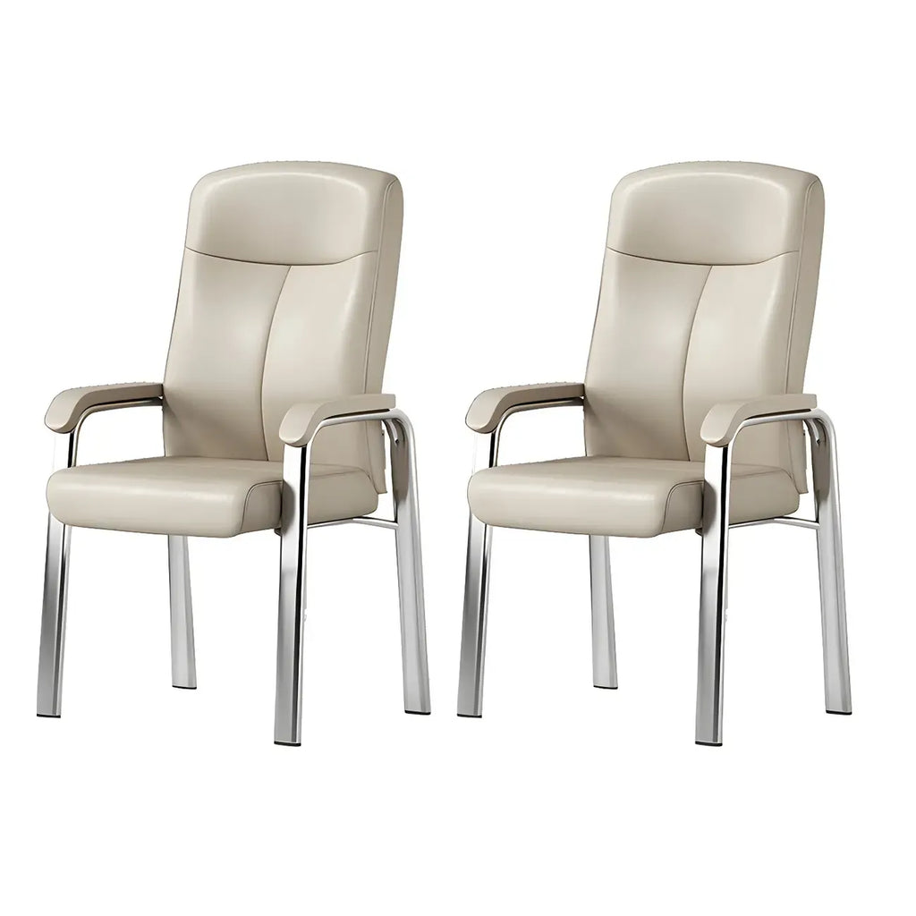 Chaise de bureau HomeyFad moderne en cuir et métal à 4 pieds avec accoudoirs