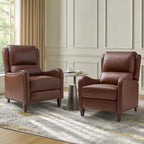 Fauteuil inclinable Brigida moderne en cuir véritable avec clous décoratifs et repose-pieds réglable (lot de 2) par HULALA HOME