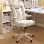 Chaise de bureau pivotante réglable en tissu blanc moderne