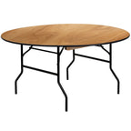 Table de banquet ronde pliante en bois de 60 pouces avec dessus fini