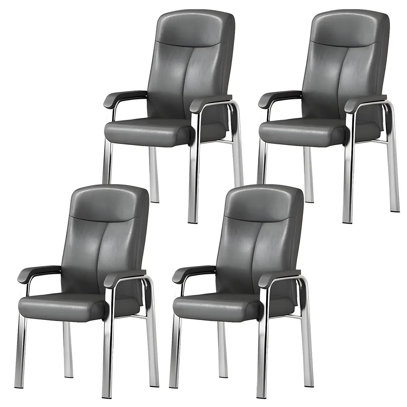 Chaise de bureau HomeyFad moderne en cuir et métal à 4 pieds avec accoudoirs