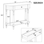 Console étroite rétro avec coin incurvé, tiroir supérieur et étagère ouverte