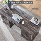 Bureau de direction de ferme de 60 po, Bureau d'ordinateur de maison en bois