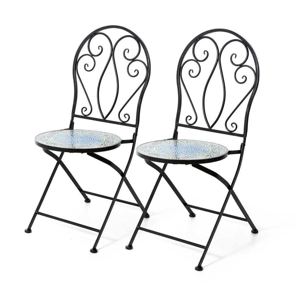 Ensemble bistrot pliant en métal Glitzhome pour extérieur, 3 pièces, table et chaises de patio