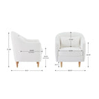 28.34W Lot de 2 fauteuils d'appoint, fauteuil barillet en velours avec pieds en bois massif