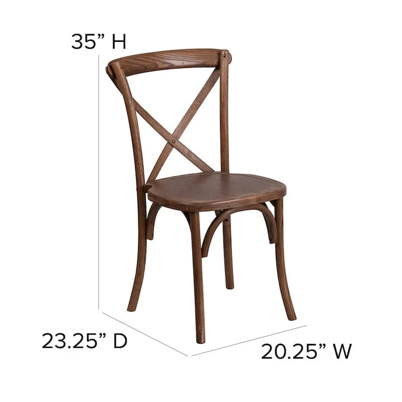 Ensemble de 10 chaises à dossier croisé et coussins avec table de ferme pliante rustique 8 x 40