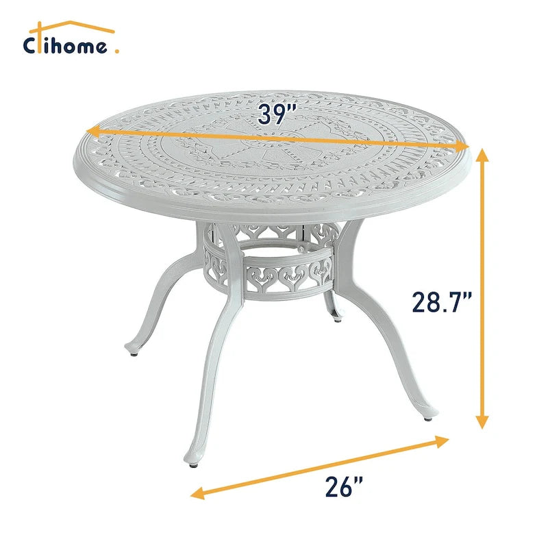 Ensemble de salle à manger d'extérieur 5 pièces en fonte d'aluminium avec 4 chaises pivotantes