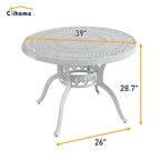 Ensemble de salle à manger d'extérieur 5 pièces en fonte d'aluminium avec 4 chaises pivotantes