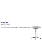 Table d'intérieur/extérieur en aluminium à plateau lisse de 27,5 po avec base