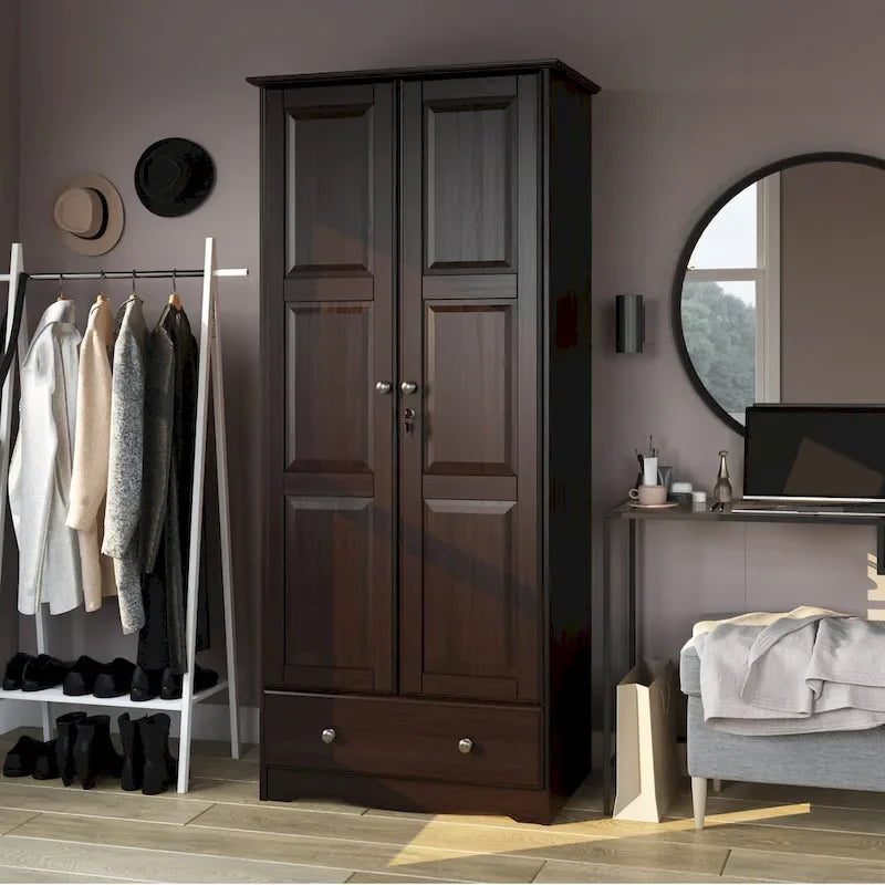 Palace Imports Armoire flexible 100 % bois massif avec poignées en métal ou en bois