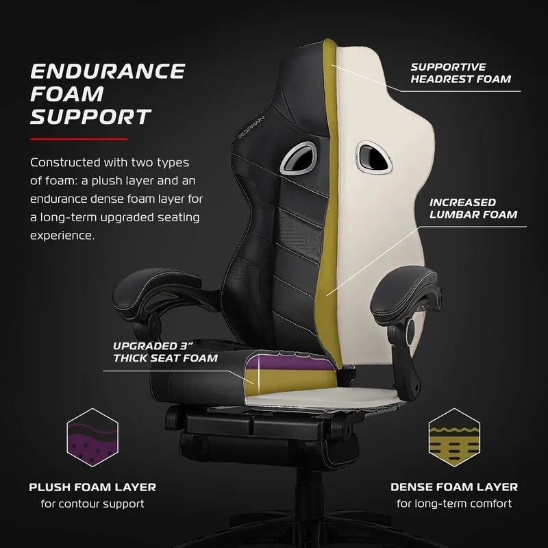 Chaise de jeu RESPAWN 110 Pro - Chaise de jeu avec repose-pieds, chaise de bureau ergonomique