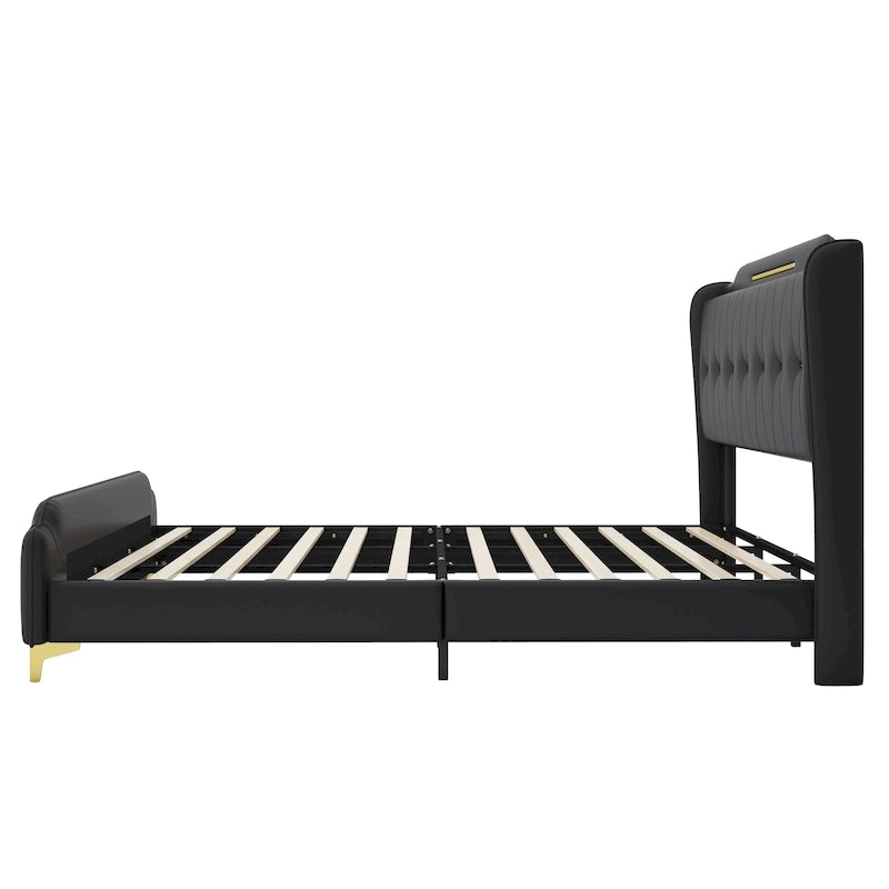 Lit rembourré moderne en cuir PU Uphou par Christopher Knight Home