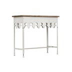 Console en métal finition zinc et bois à bord festonné