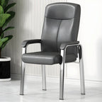 Chaise de bureau HomeyFad moderne en cuir et métal à 4 pieds avec accoudoirs